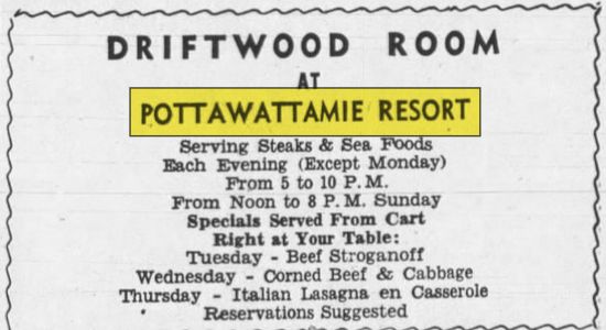 Pottawattamie Resort Motel - Apr 18 1961 Ad (newer photo)